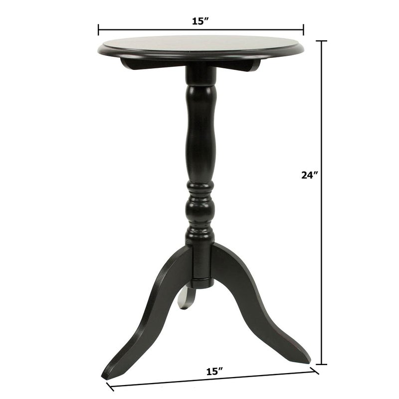 Decor Therapy Simplify Round Pedestal Accent Side Table, Chic & Compact MDF Furniture for Traditional Stylish Spaces - Black - (15" x 15" x 24") - Image 3